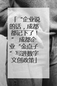 “企业说的话，成都都记下了！” 成都企业“金点子”写进数字文创政策