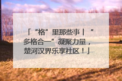 “格”里那些事丨“多格合一”凝聚力量，楚河汉界乐享社区！
