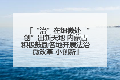 “治”在细微处 “创”出新天地 内蒙古积极鼓励各地开展法治微改革 小创新
