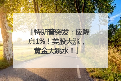 特朗普突发：应降息1%！美股大涨，黄金大跳水！