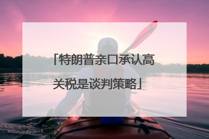 特朗普亲口承认高关税是谈判策略