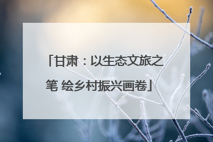 甘肃：以生态文旅之笔 绘乡村振兴画卷