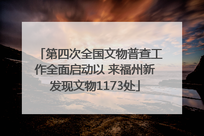 第四次全国文物普查工作全面启动以 来福州新发现文物1173处