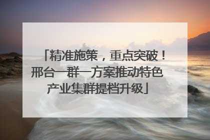 精准施策，重点突破！邢台一群一方案推动特色产业集群提档升级