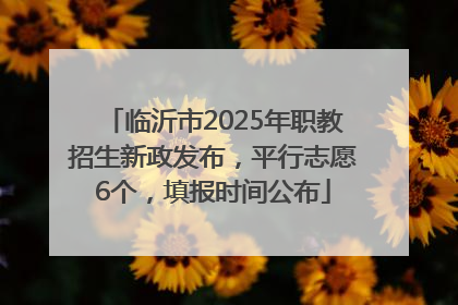 临沂市2025年职教招生新政发布，平行志愿6个，填报时间公布