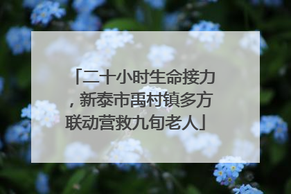 二十小时生命接力，新泰市禹村镇多方联动营救九旬老人
