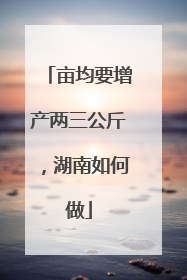 亩均要增产两三公斤，湖南如何做