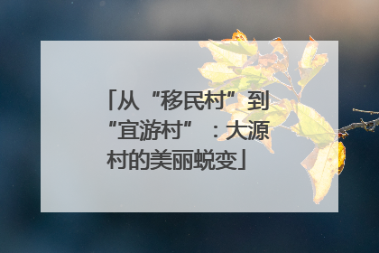 从“移民村”到“宜游村”：大源村的美丽蜕变