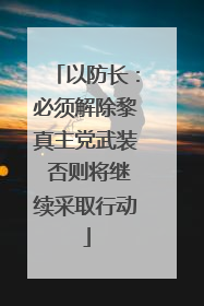 以防长：必须解除黎真主党武装 否则将继续采取行动
