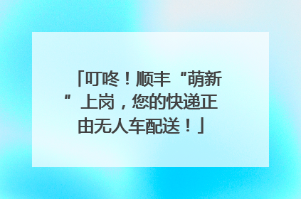 叮咚！顺丰“萌新”上岗，您的快递正由无人车配送！