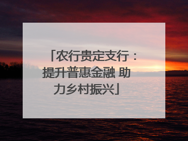 农行贵定支行：提升普惠金融 助力乡村振兴