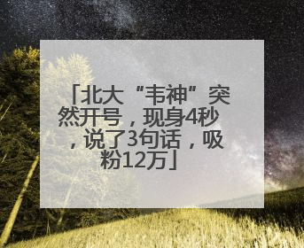 北大“韦神”突然开号，现身4秒，说了3句话，吸粉12万