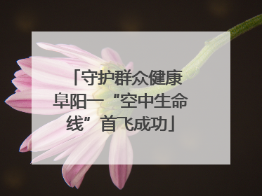守护群众健康 阜阳一“空中生命线”首飞成功