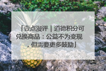 壹点漫评｜道德积分可兑换商品：公益不为变现，但需要更多鼓励