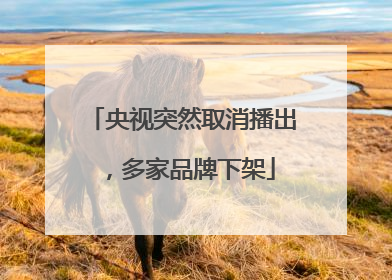 央视突然取消播出，多家品牌下架