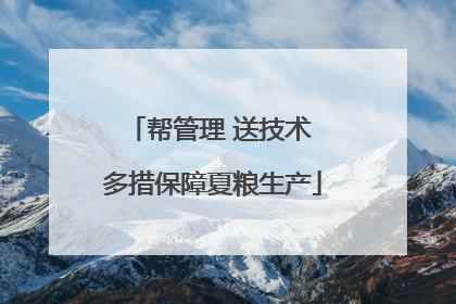 帮管理 送技术 多措保障夏粮生产
