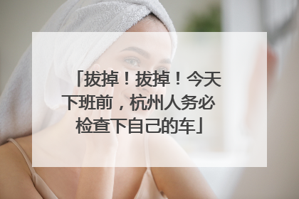 拔掉！拔掉！今天下班前，杭州人务必检查下自己的车