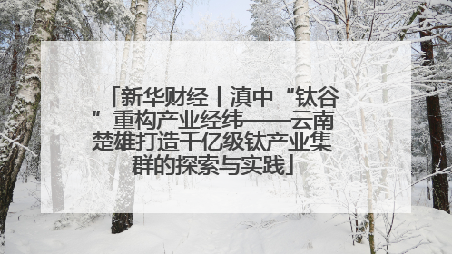 新华财经丨滇中“钛谷”重构产业经纬——云南楚雄打造千亿级钛产业集群的探索与实践