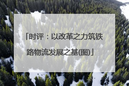 时评：以改革之力筑铁路物流发展之基(图)