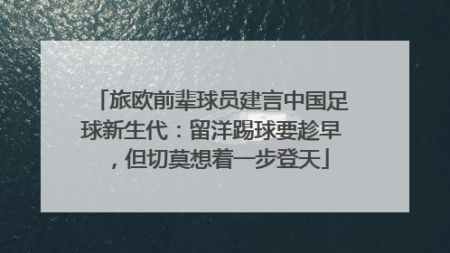 旅欧前辈球员建言中国足球新生代：留洋踢球要趁早，但切莫想着一步登天