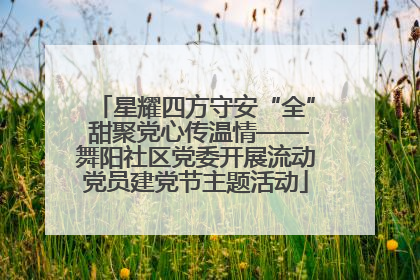星耀四方守安“全” 甜聚党心传温情——舞阳社区党委开展流动党员建党节主题活动
