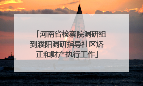 河南省检察院调研组到濮阳调研指导社区矫正和财产执行工作