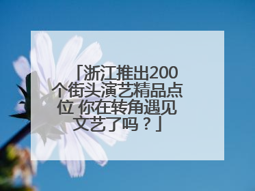 浙江推出200个街头演艺精品点位 你在转角遇见文艺了吗？