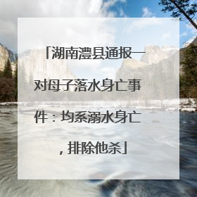 湖南澧县通报一对母子落水身亡事件：均系溺水身亡，排除他杀
