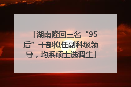 湖南隆回三名“95后”干部拟任副科级领导，均系硕士选调生