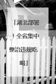 湖北部署！全省集中整治违规吃喝