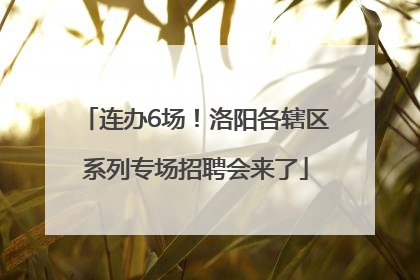 连办6场！洛阳各辖区系列专场招聘会来了