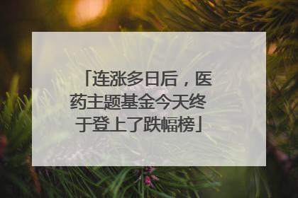 连涨多日后，医药主题基金今天终于登上了跌幅榜