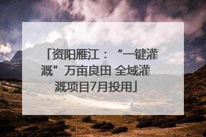 资阳雁江：“一键灌溉”万亩良田 全域灌溉项目7月投用
