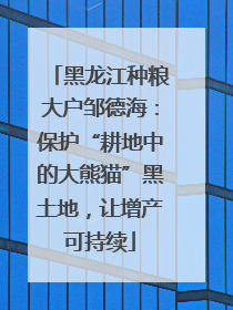 黑龙江种粮大户邹德海：保护“耕地中的大熊猫”黑土地，让增产可持续