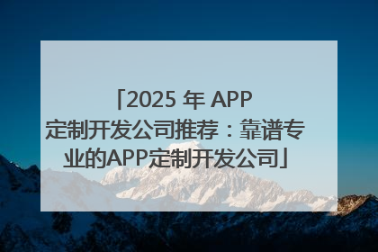 2025 年 APP 定制开发公司推荐：靠谱专业的APP定制开发公司