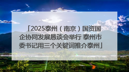 2025泰州（南京）国资国企协同发展恳谈会举行 泰州市委书记用三个关键词推介泰州