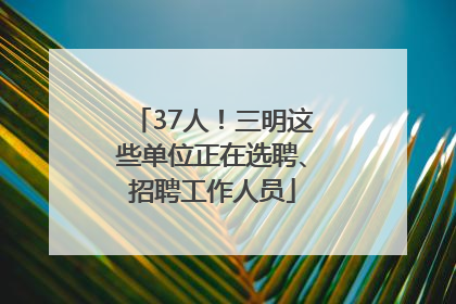 37人！三明这些单位正在选聘、招聘工作人员